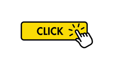 Click here button with hand pointer clicking