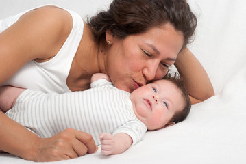 happy mother with baby