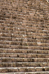Close-up view to stairs of Kukulkan pyramid in Chichen Itza, Yucatan, Mexico