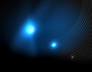 Dark space with neon color glowing lights abstract background