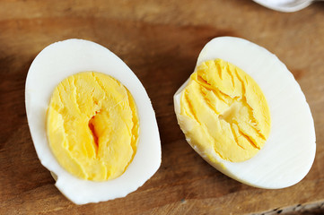 two halves of boiled egg