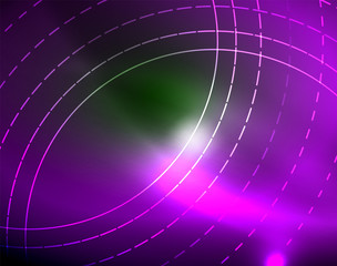 Neon circles abstract background