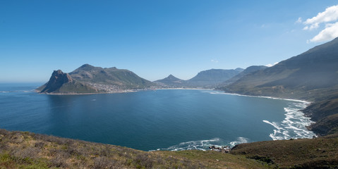 Fototapeta na wymiar Hout Bay, photographed from Chapmans Peak Drive, Cape Town, South Africa.