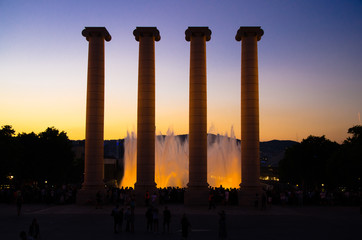 Columnes near Magic Fountain Montjuic, Barcelona, Catalonia, Spain