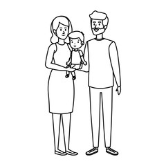 parents couple with son characters