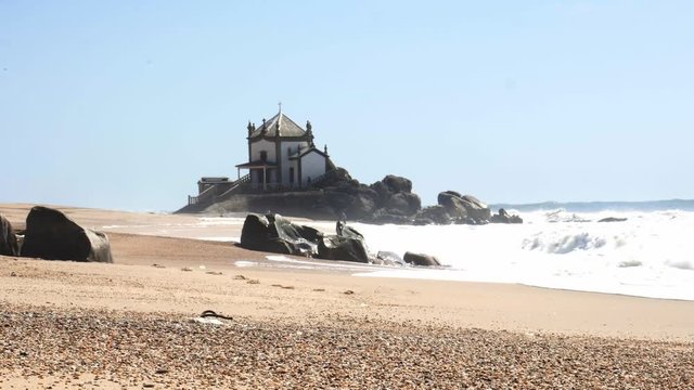 Lord of the Rock Chapel (Capela do Senhor da Pedra) in Miramar, Portugal