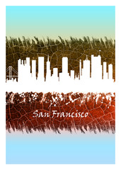 San Francisco skyline Blue and White