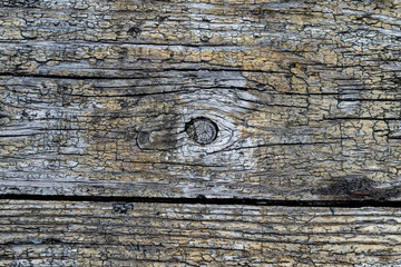 Wooden rough natural surface background with cracks and shabby paint.