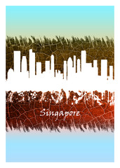 Singapore skyline Blue and White
