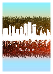 St. Louis skyline Blue and White