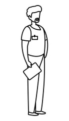 male medicine worker with uniform and documents
