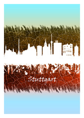 Stuttgart skyline Blue and White