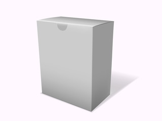 White boxes 3d products paper packaging cartons isolated on white. Vector mockup.