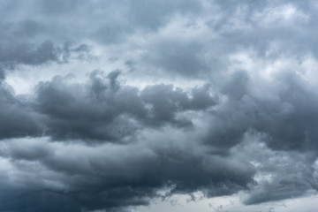 Dark rainy cloudy sky.