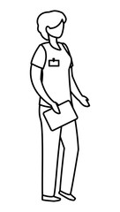 female medicine worker with uniform and documents