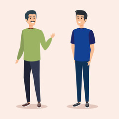 cute boys with hairstyle and casual clothes