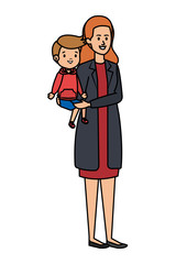 young mother with little son characters