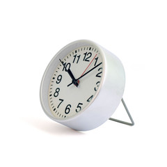 Modern design alarm clock isolated on white background. This has clipping path