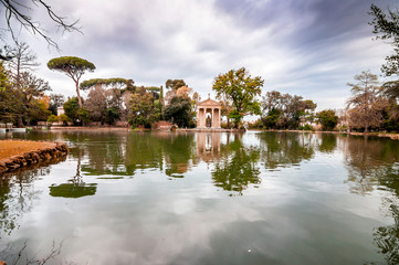 Temple of Aesculapios at Villa Borghese Gardens in Rome