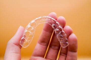 Invisalign retainer teeths, it's a equipment for orthodontist give the patient to orthodontic surgery in dental clinic or hospital