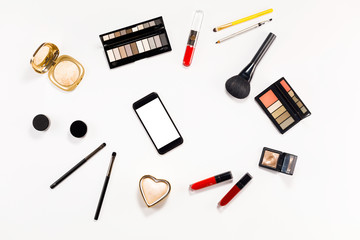 Fashion Makeup Cosmetic Set. Woman Beauty Accessories.