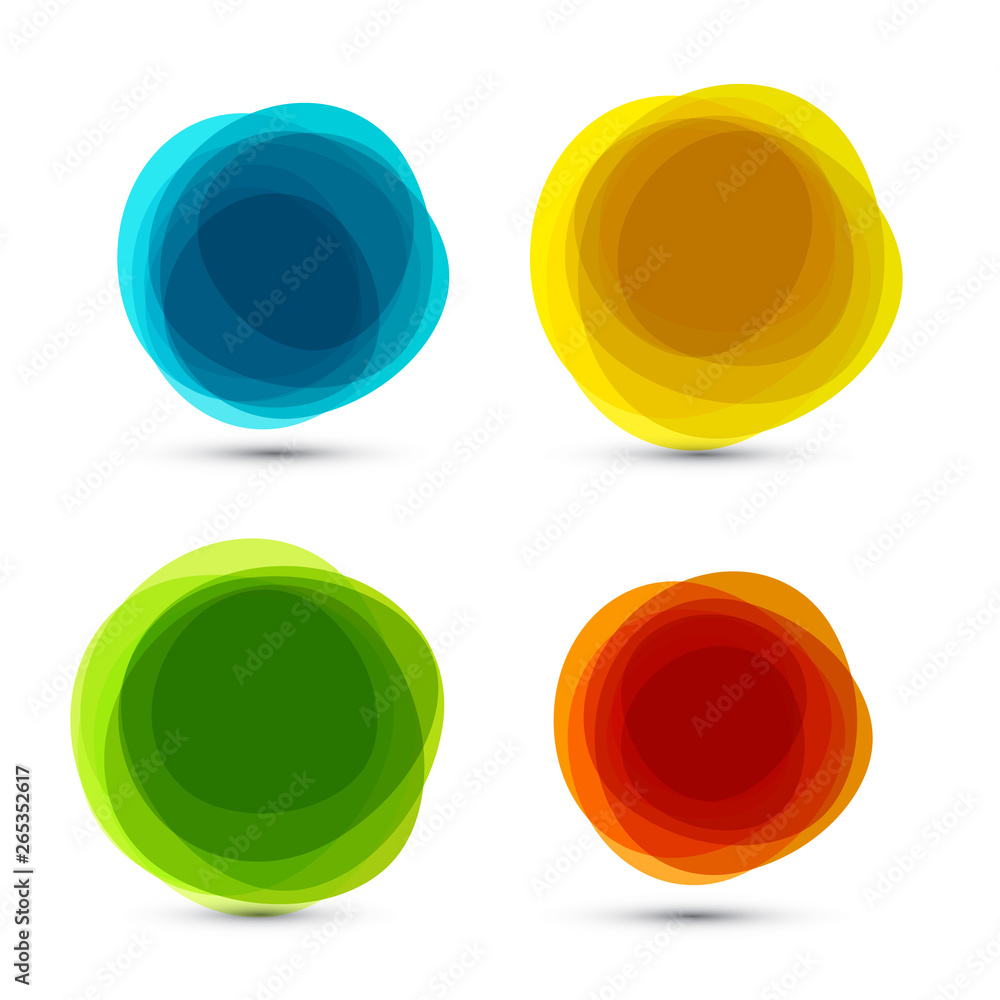Poster abstract vector colorful shapes set isolated on white background