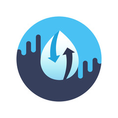 Fototapeta premium Water recycling concept. Water conservation metaphor. Symbol of water reuse. Vector illustration outline flat design style.
