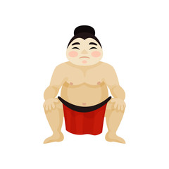 Sumo fighter. In traditional costume. Vector illustration.