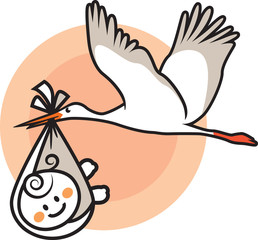 Cicogna con bebè in arrivo