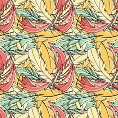 Seamless pattern all feathers, vector