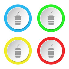Juice icon, set of round color flat icons. Circle button.