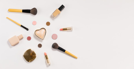 Fashion Makeup Cosmetic Set. Woman Beauty Accessories.