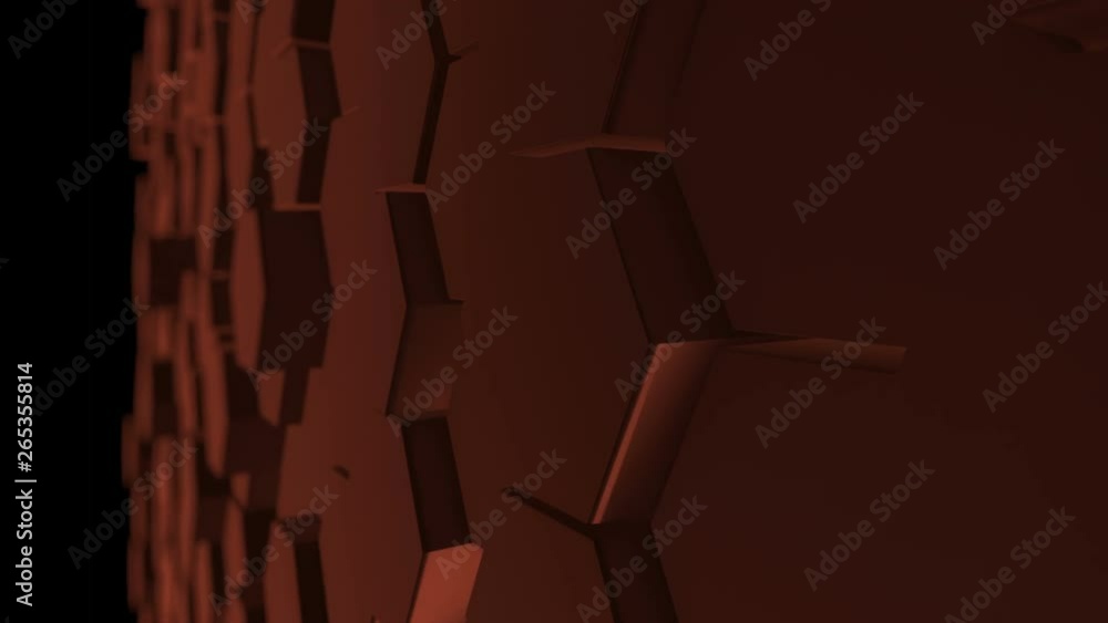 Poster abstract hexagons background random motion, 3d animation 4k