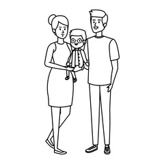 parents couple with son characters