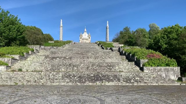 Many steps leading  up to the Sanctuary of Our Lady in Espinho, near Braga