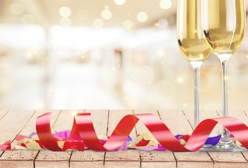 Two glasses of champagne isolated on white background