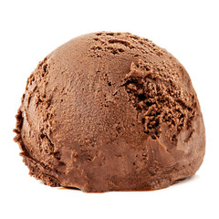 Delicious Chocolate ice cream ball  isolated on a white background. Macro.