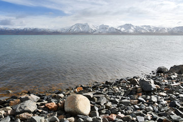 China, Tibet, highland Kering lake in summer in cloudy day