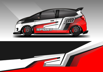 Naklejka premium Car wrap decal design vector. Graphic abstract background kit designs for vehicle