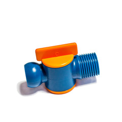 Plastic tap for water on a white background.