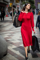 Woman in different moments shopping business and sexy
