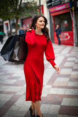 Woman in different moments shopping business and sexy