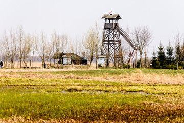 Fototapeta na wymiar Biebrza Valley (Poland). Observation tower.
