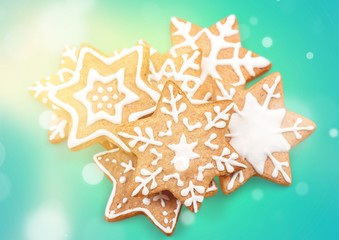 Fototapeta na wymiar Gingerbread homemade cookies on white background.