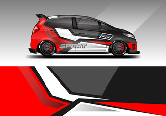 Naklejka premium Car wrap decal design vector. Graphic abstract background kit designs for vehicle