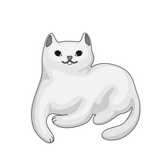 Stylized illustration of cartoon white cat.