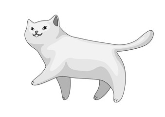 Stylized illustration of cartoon white cat.