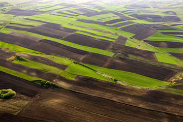 Spring fields top view.