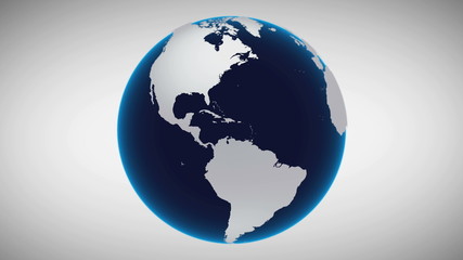 Motion Earth Isolated Business Concept Background. Planet Map Rotation Universe Zoom Celestial Object Digital Continents Surface. Global Technology Deep Outer Space Exploration 3D Animation