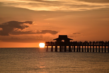 Naples City pier at sunset
